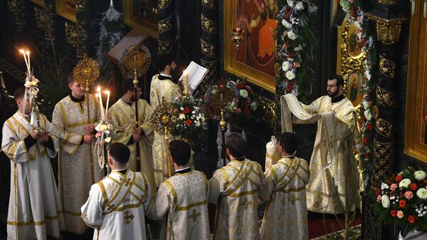 Рождественская литургия в Свято-Троицком кафедральном соборе в Екатеринбурге