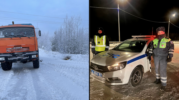 В Югре госавтоинспекторы оказали помощь замерзающему на трассе водителю Камаза