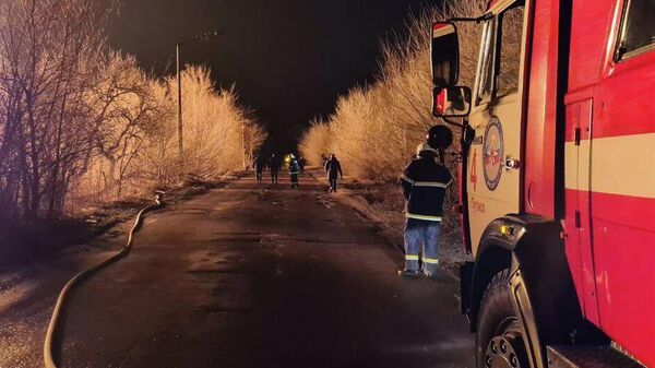 Пожарная машина в Луганске