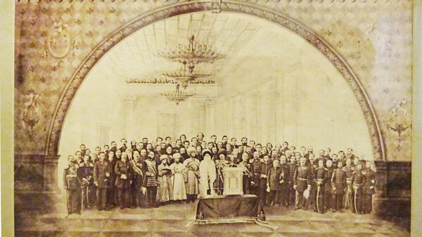 Присяга имама Шамиля на верность России (1866 г.) в Дворянском собрании Калуги Присяга имама Шамиля на верность России (1866 г.) в Дворянском собрании Калуги