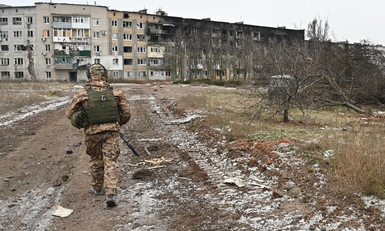 Боец подразделения ЧВК Вагнер в Соледаре