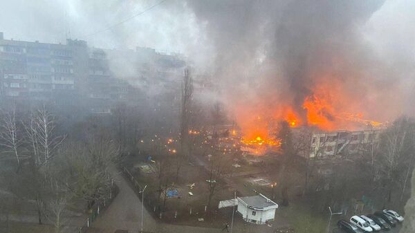 На месте падения вертолета в Броварах, Украина. Архивное фото