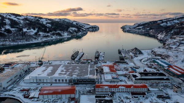 Крупнейший в России береговой рыбоперерабатывающий завод, филиал Крабозаводск ЗАО Курильский рыбак на острове Шикотан