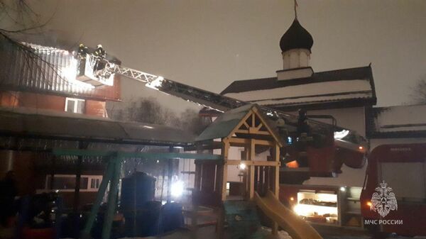 Тушение пожара в храме Иоанна Кронштадтского в Москве