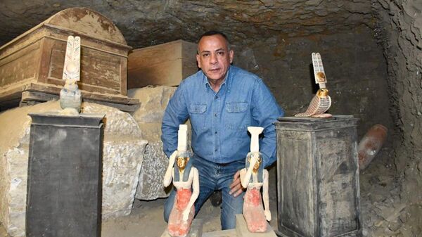 Генеральный секретарь Высшего совета по древностям Египта Мостафа Вазири при раскопках в регионе Саккара