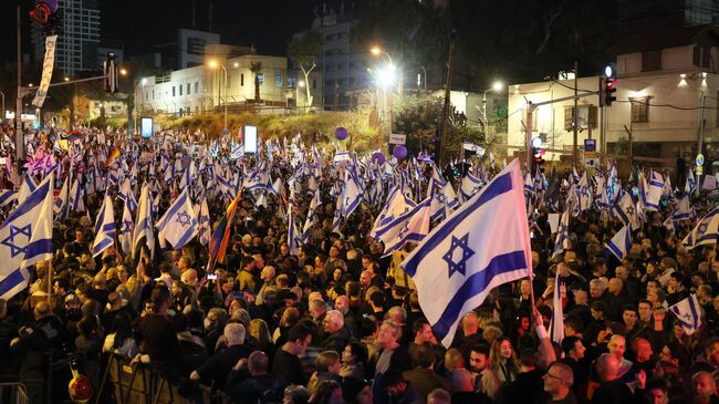 Акция протеста в Тель-Авиве, Израиль. 21 января 2023