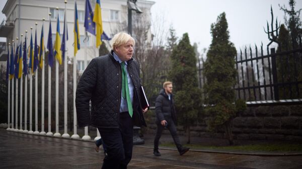 Борис Джонсон во время визита в Киев
