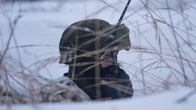 Белорусский военнослужащий во время учений