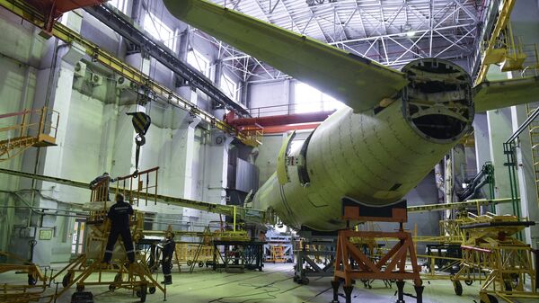 Монтаж стенда для испытаний планера импортозамещенной версии Superjet-100 (SSJ-NEW) в СибНИА