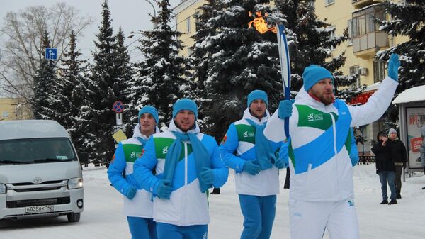 Кузбасс встречает эстафету огня II зимних Международных спортивных игр Дети Азии