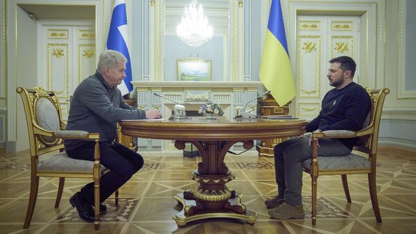 Президент Украины Владимир Зеленский и президент Финляндии Саули Ниинисте во время встречи в Киеве. 24 января 2023