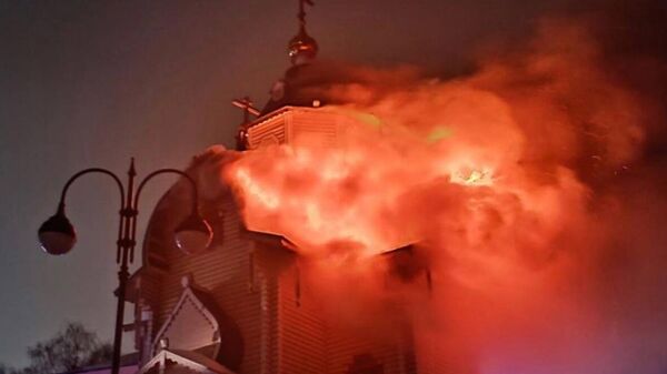 Пожар в Федоровской церкви на набережной Грина в Кирове