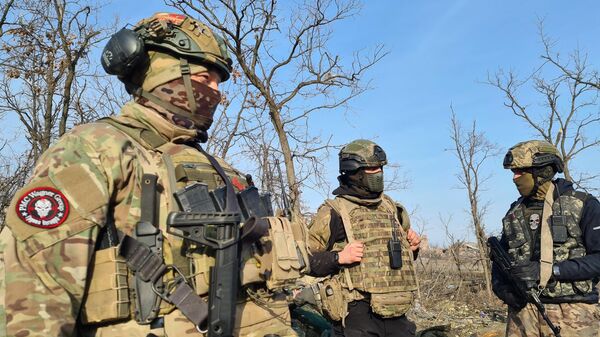 Бойцы группы Вагнер в Артемовске в ДНР