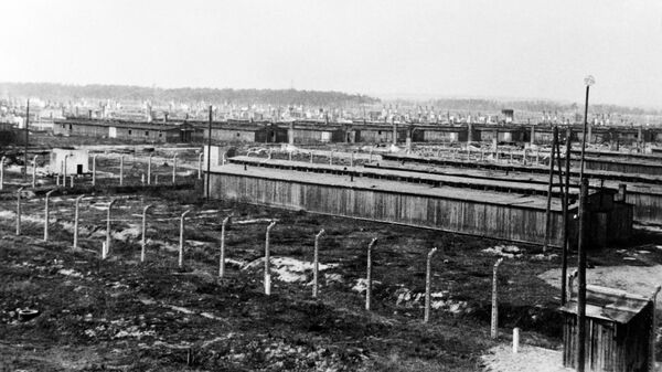 Бараки на территории  концлагеря Аушвиц-Биркенау (Освенцим)