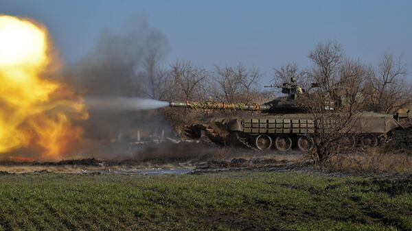 Танк Т-80 вооруженных сил РФ в зоне проведения СВО