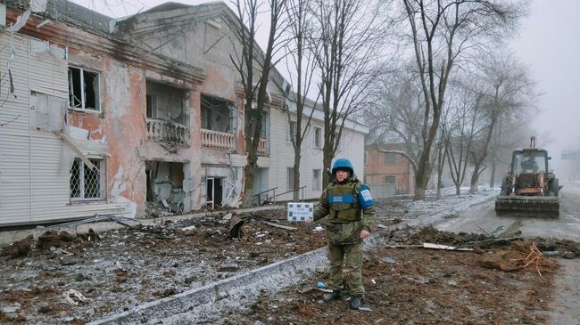 Последствия обстрела города Стаханов в ЛНР