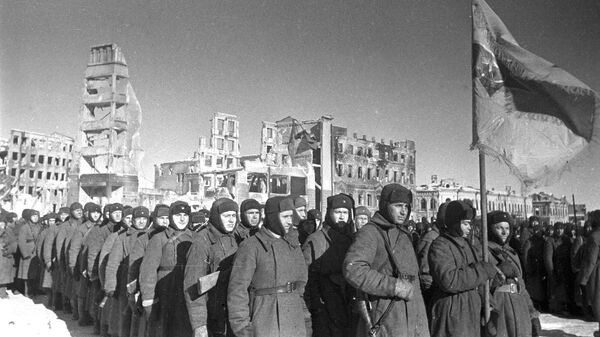 Сталинград. 4 февраля 1943 г. Парад в честь освобождения города. Архивное фото