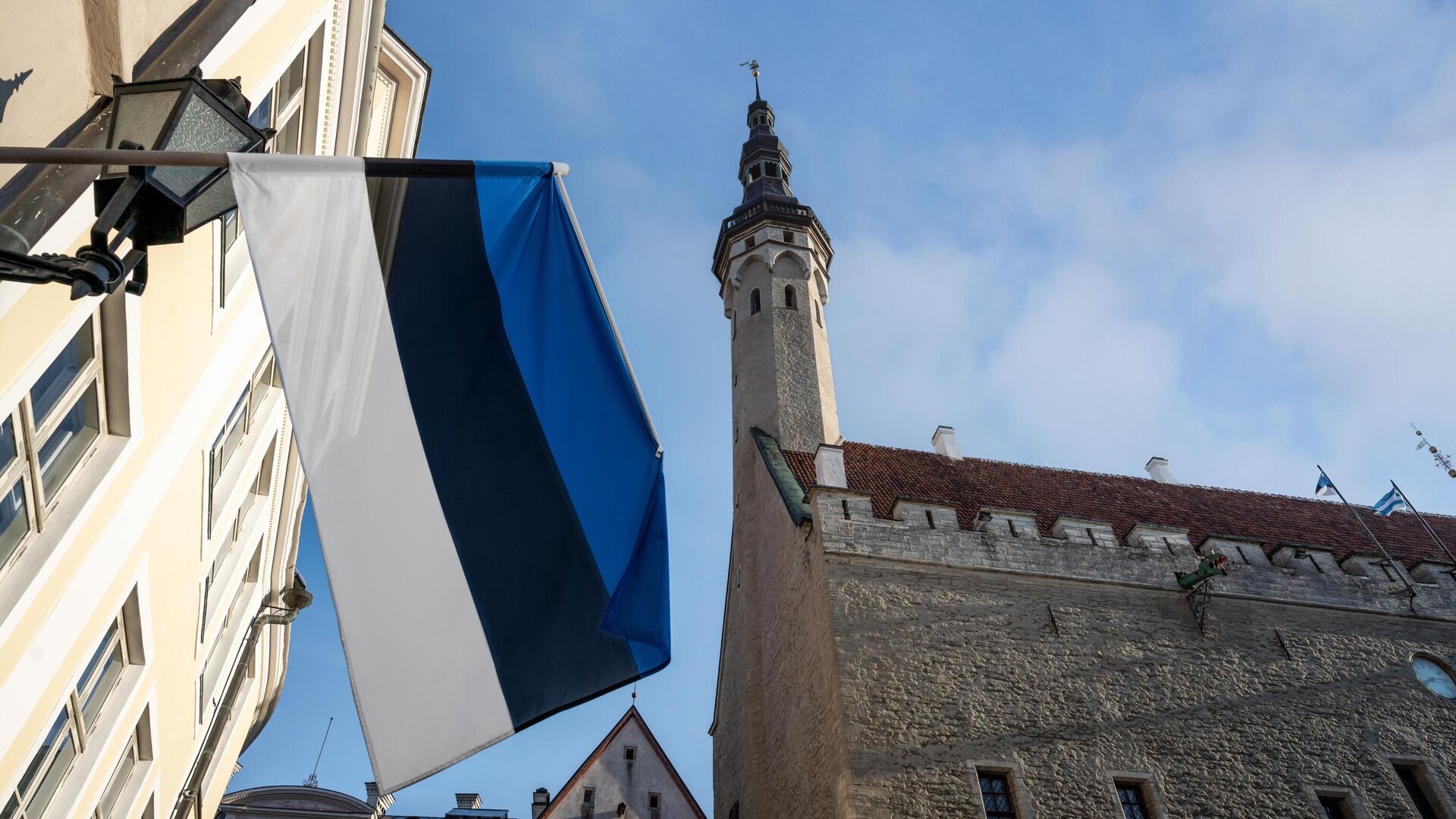 Флаг Эстонии около здания Таллинской ратуши - РИА Новости, 1920, 16.02.2023
