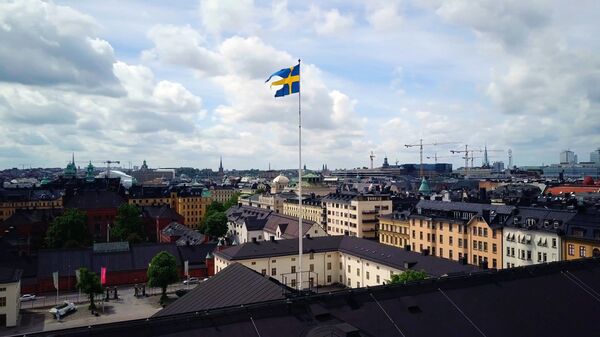 Флаг Швеции в Стокгольме 