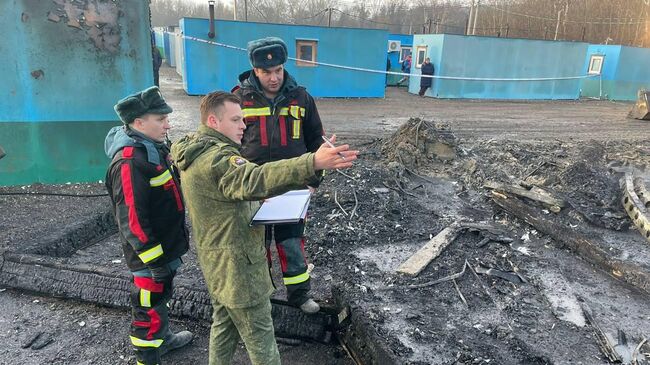 На месте пожара в строительном модуле под Севастополем