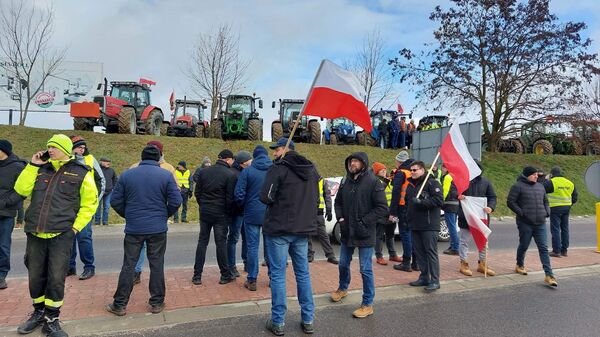 Protest action by Polish farmers against the import of grain on the border with Ukraine