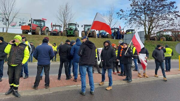 Акция протеста польских фермеров против ввоза зерна на границе с Украиной