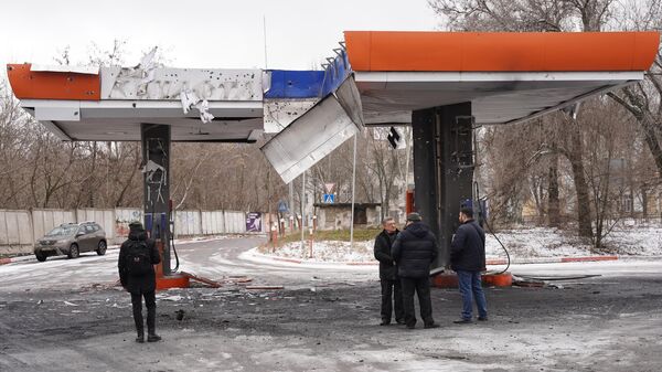 Автозаправочная станция, пострадавшая в результате обстрела ВСУ Киевского района Донецка