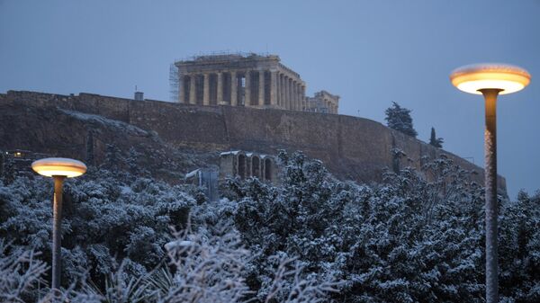 Снег выпал в Афинах