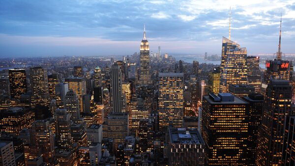 Вид на вечерний Манхэттен