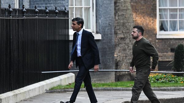 Премьер-министр Великобритании Риши Сунак и президент Украины Владимир Зеленский на Даунинг-стрит в Лондоне