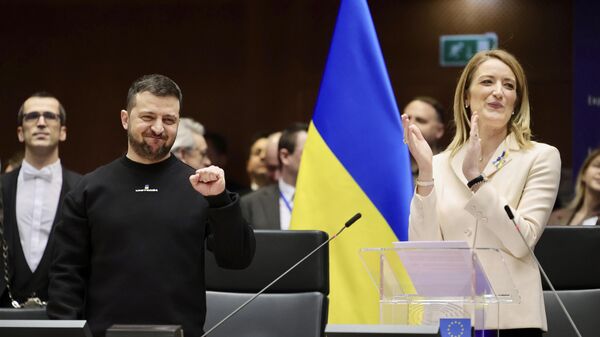 Президент Украины Владимир Зеленский и президент Европейского парламента Роберта Метсола