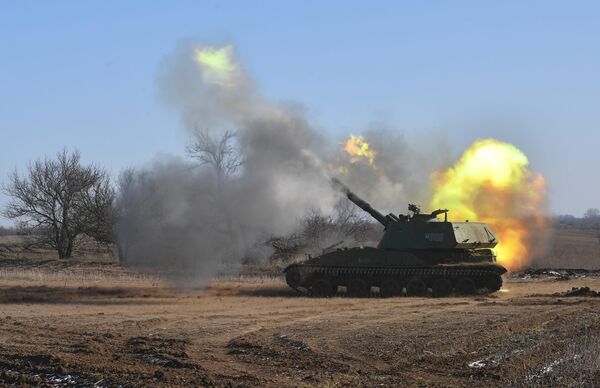 Работа самоходной артиллерийской установки Акация ВС РФ в южном секторе СВО