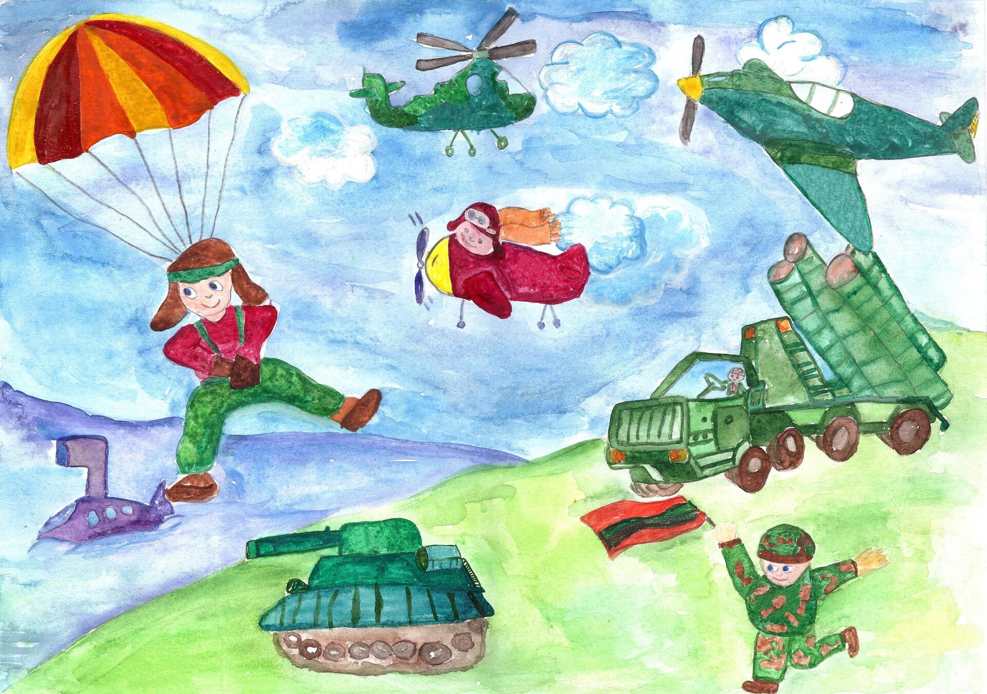 Детский рисунок ко Дню защитника Отечества  - РИА Новости, 1920, 10.02.2023