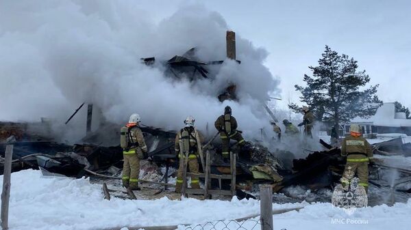 Последствия пожара в селе Новое Шигалеево в Татарстане