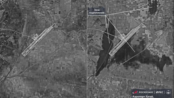 Спутниковый снимок затопленного турецкого аэропорта Хатай