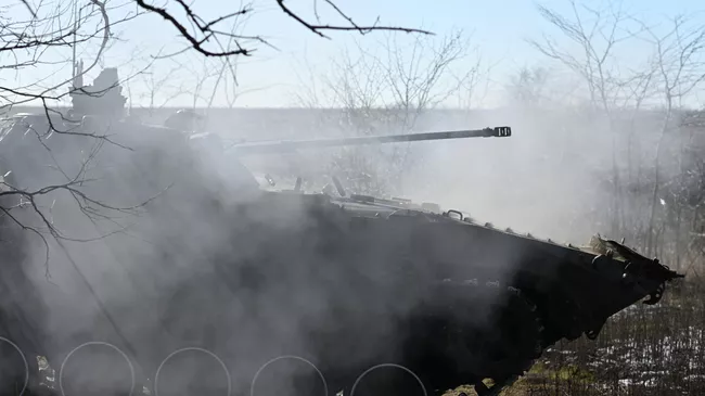 БМП-2 военнослужащих мотострелковых подразделений ВС РФ в зоне СВО