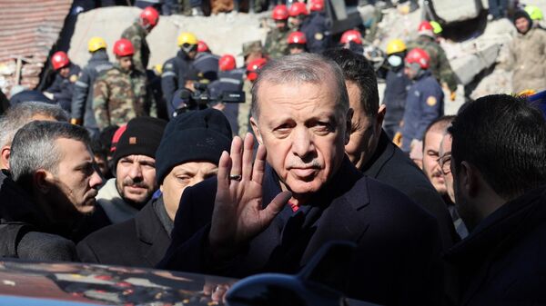 Президент Турции Реджеп Тайип Эрдоган в турецкой провинции Кахраманмараш