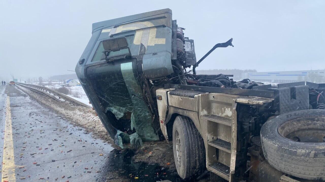 ДТП на 70 км автодороги М-2 Крым в районе города Чехова Московской области  - РИА Новости, 1920, 14.02.2023