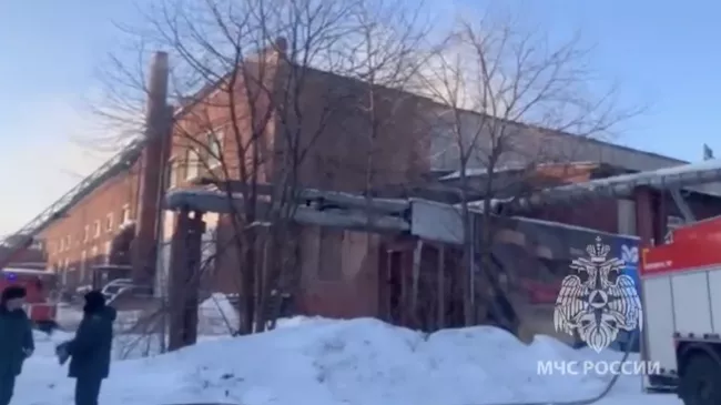 Пожар в цехе металлоконструкций в городе Усолье-Сибирское