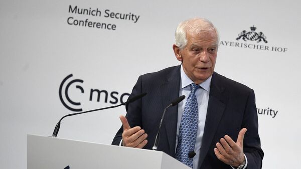 Верховный представитель Европейской комиссии по иностранным делам и политике безопасности Жозеп Боррель Фонтельес выступает на Мюнхенской конференции по безопасности