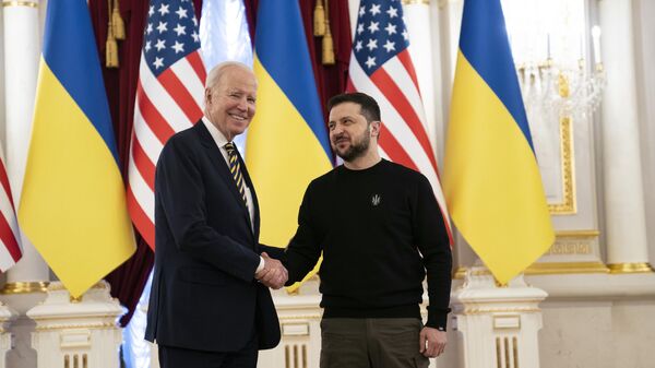 Джо Байден и Владимир Зеленский во время встречи