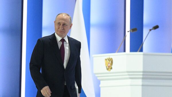 Президент РФ Владимир Путин перед выступлением с ежегодным посланием Федеральному собранию