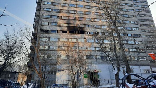 На месте пожара на Международной улице в Москве 