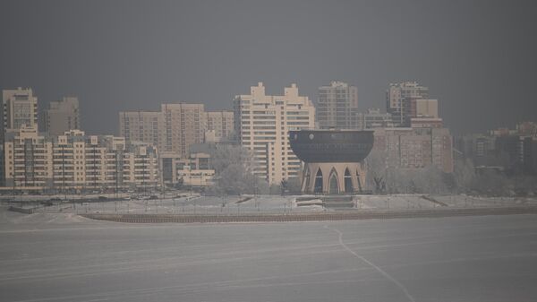 Вид на зимний город и на центр семьи Казань