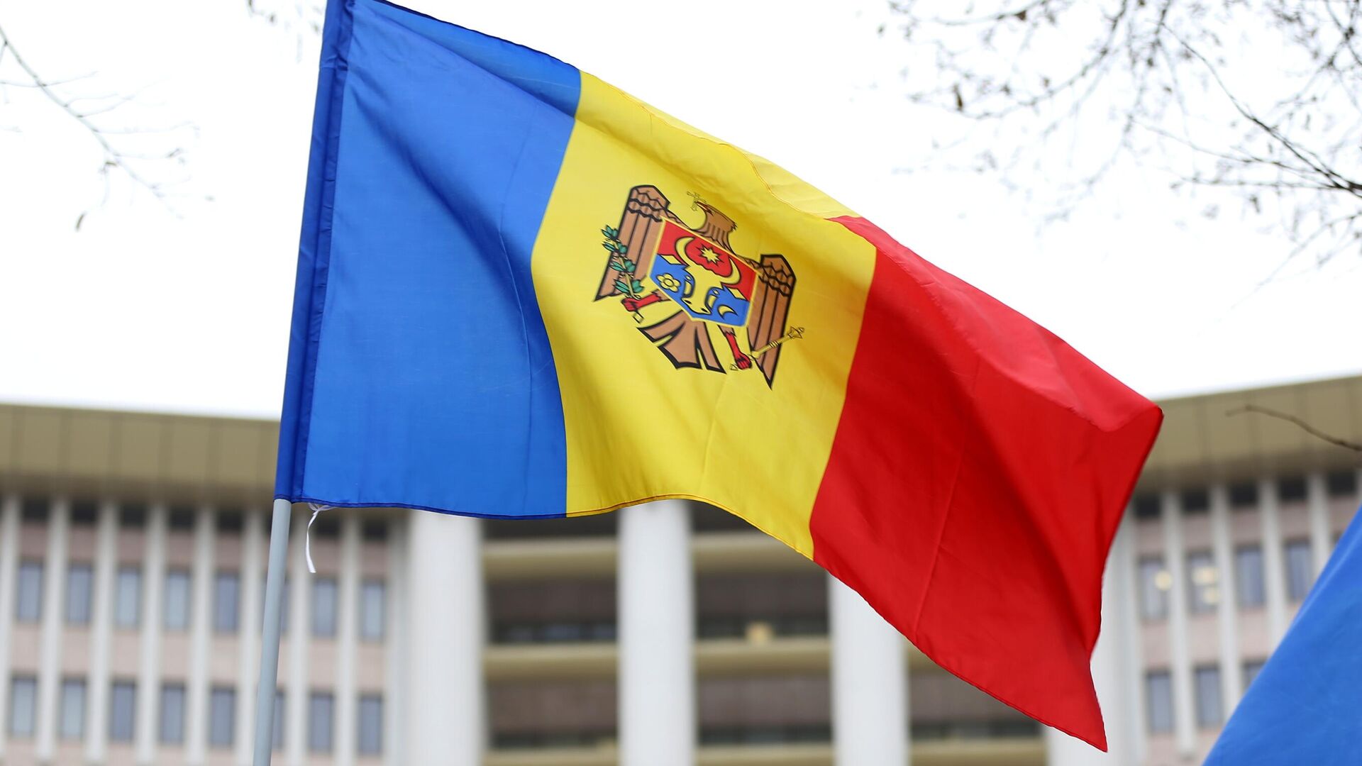 Молдавские флаги у здания парламента в Кишиневе — РИА Новости, 1920, 06.03.2023