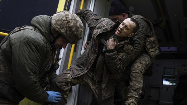 Раненный украинский военнослужащий в районе Артемовска (Бахмута)