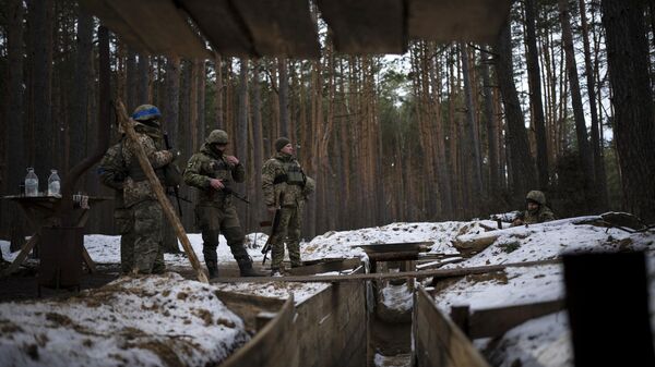 Украинские военные на границе Украины и Белоруссии
