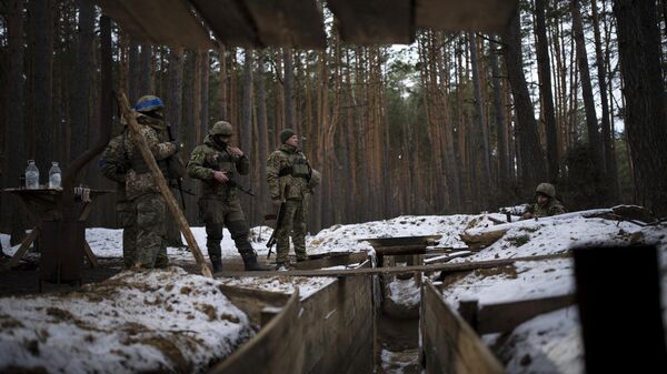 Украинские военные на границе Украины и Белоруссии