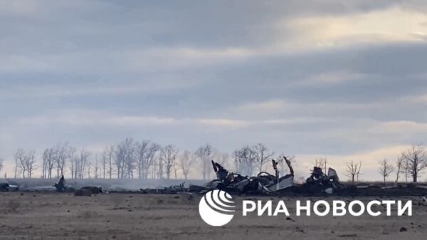 Место падения самолета под Енакиево в ДНР