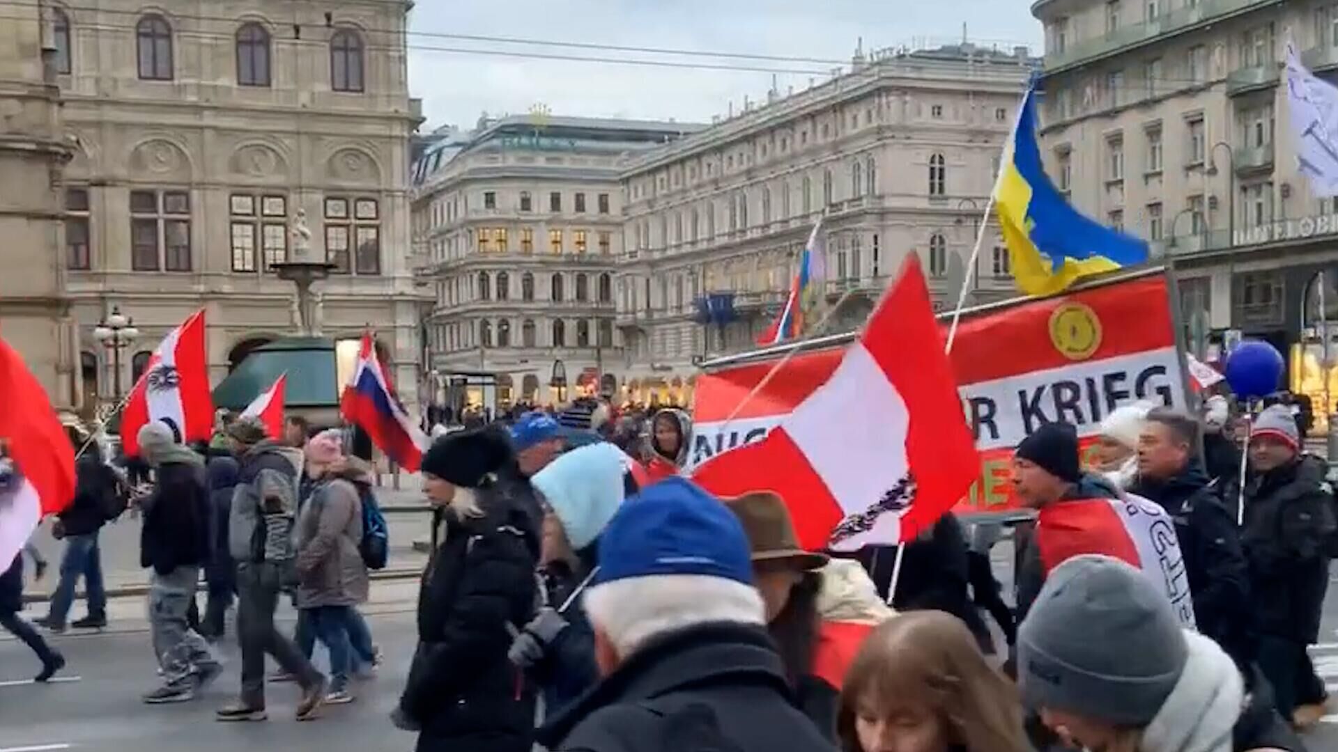 Митинг в Вене с требованием нейтральной позиции по Украине и прекращения поставок оружия Киеву - РИА Новости, 1920, 05.03.2023